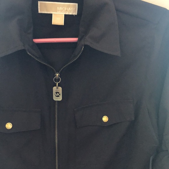 Michael Kors Dark Brown Zip-Up Blouse - Picture 6 of 8